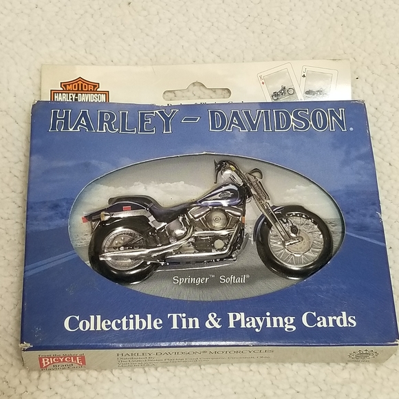 Harley Davidson Playing Cards with Collectible Tin Springer Softail NEW… - Picture 1 of 5
